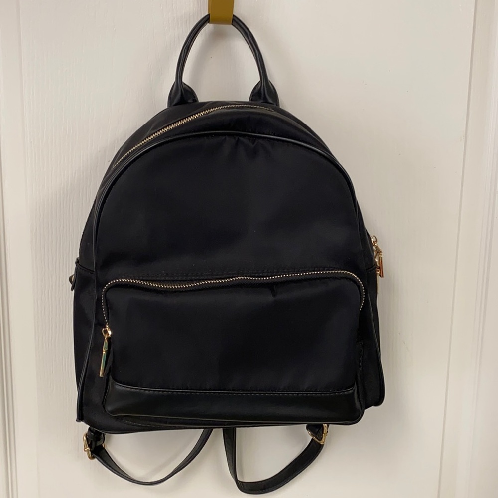 Black microfiber backpack